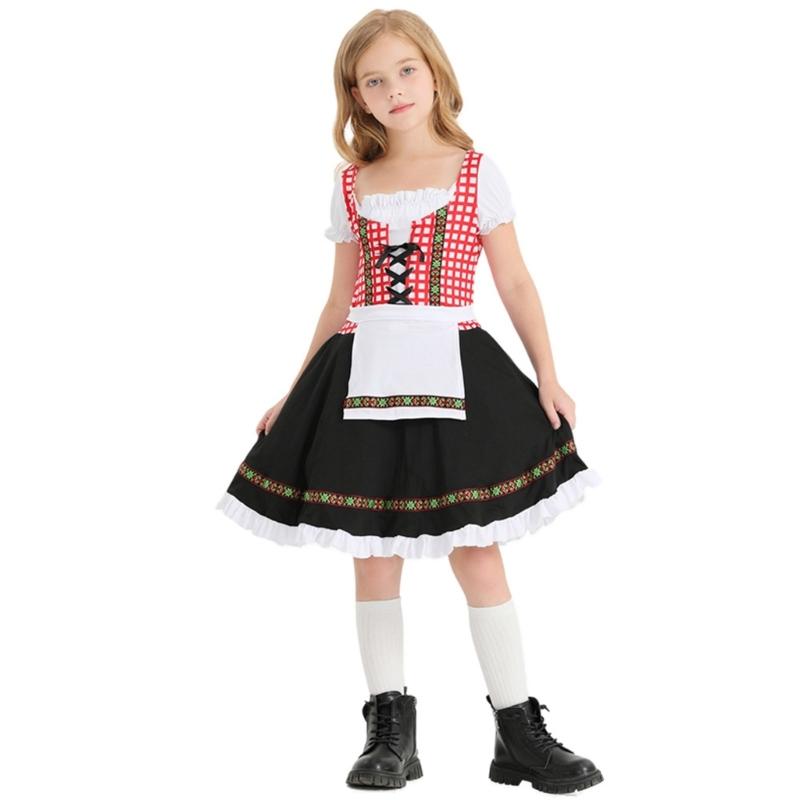 

Oktoberfest Costumes for Girls Beer Festival Outfits German Oktoberfest Dirndl Dresses for Halloween Beer Carnival Party XS чорний