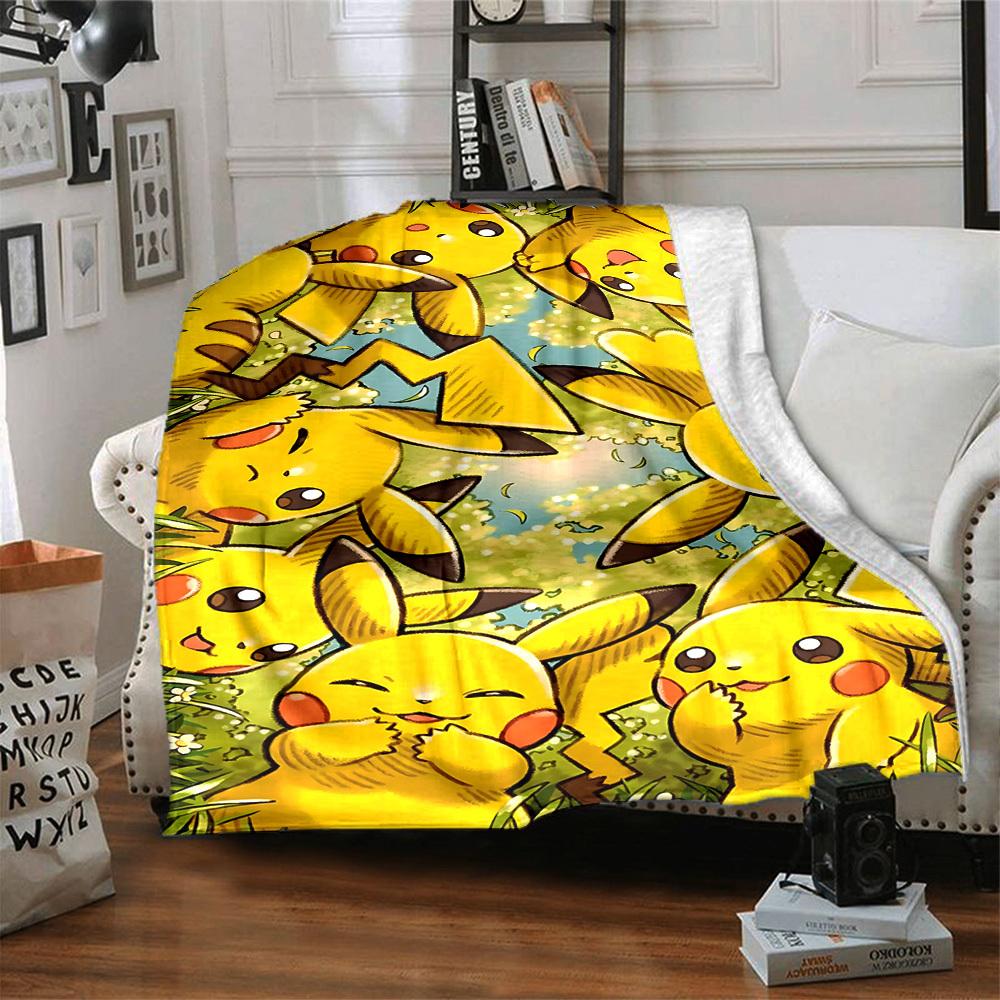 1pc Pikachu Blanket Lightweight Flannel Blanket Throw Blanket For Sofa, Bed, Travel, Camping, Livingroom, Office, Couch