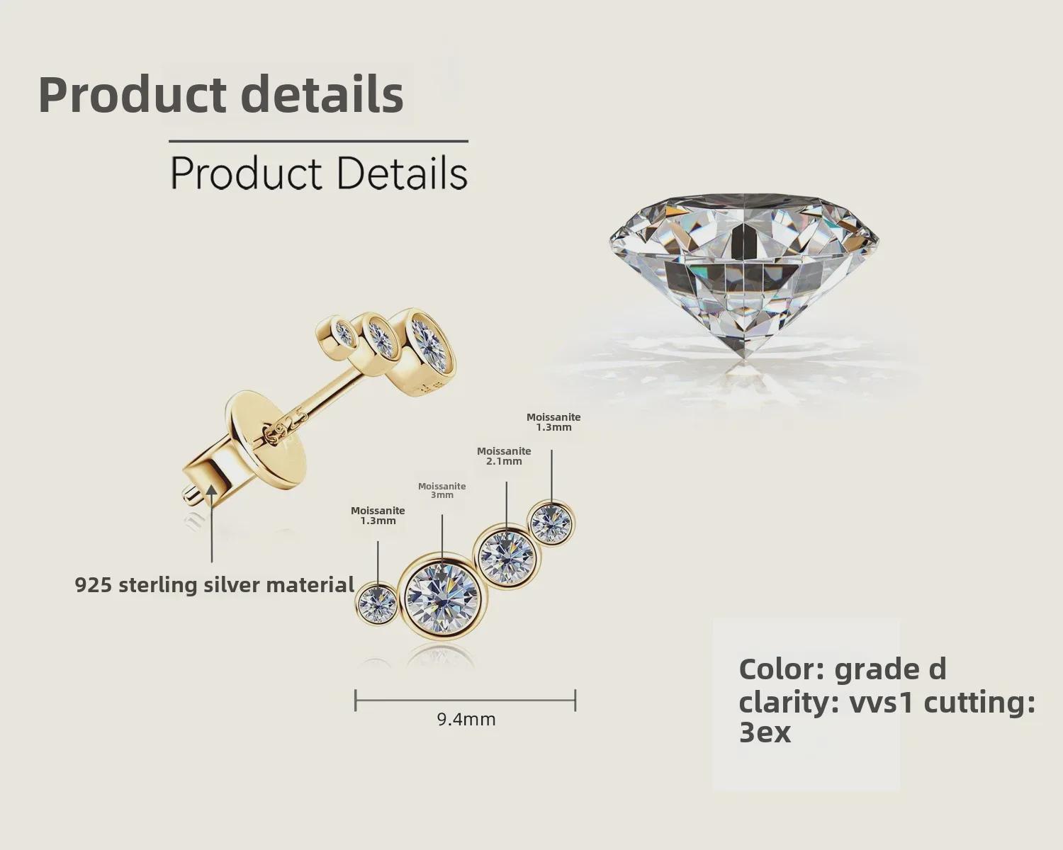 

Элегантные женские серьги с муассанитом — нишевый дизайн с серебром 925 пробы. 0.16 carat + 0.16 carat золотой