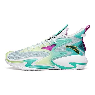Crazy Tide 3 Sapatos de Basquetebol Duráveis e Respiráveis de Cano Médio Masculinos Ténis Branco Verde 112131601-2