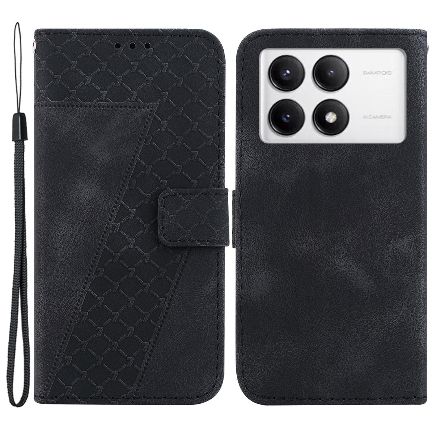 

For Xiaomi Poco F6 Pro 5G/Redmi K70 5G/K70 Pro 5G Phone Case Pattern Imprint PU Leather Cover Black