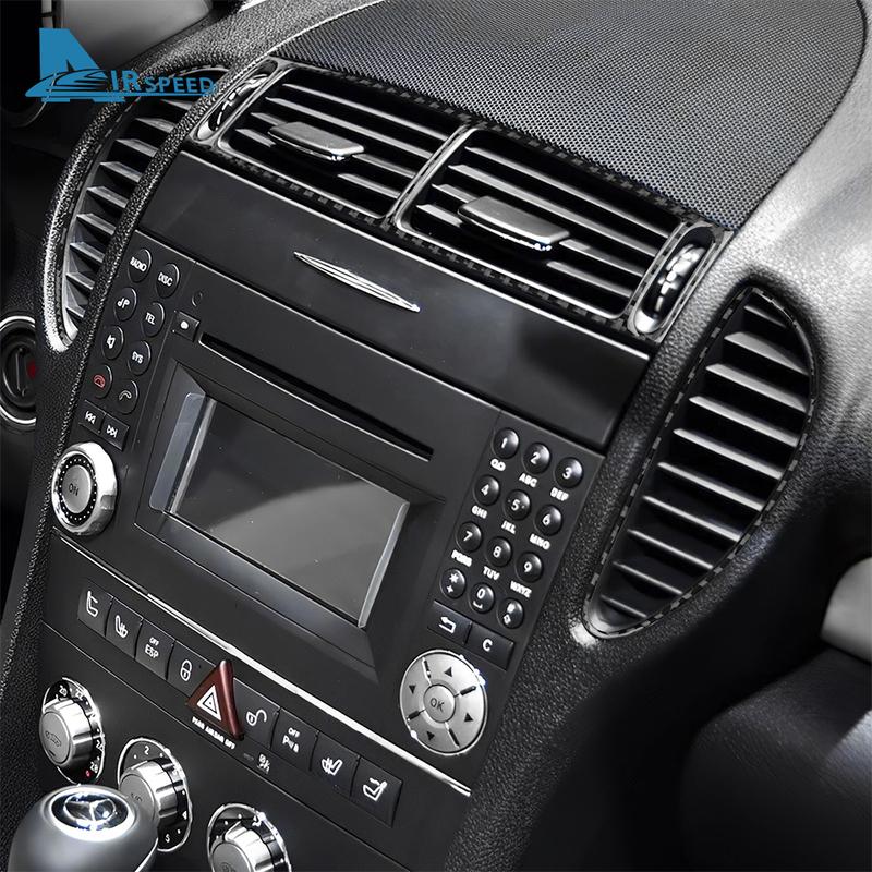 For Mercedes Benz SLK R171 2004 2005 2006 2007 2008 2009 2010 Central Air Outlet Real Soft Carbon Fiber Trim Sticker Accessories