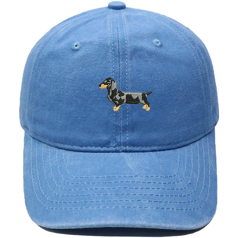Spotted Dachshund Embroidered Baseball Cap Washed Vintage Daddy Hat Pet Lovers Outdoor Dog Walking Shade