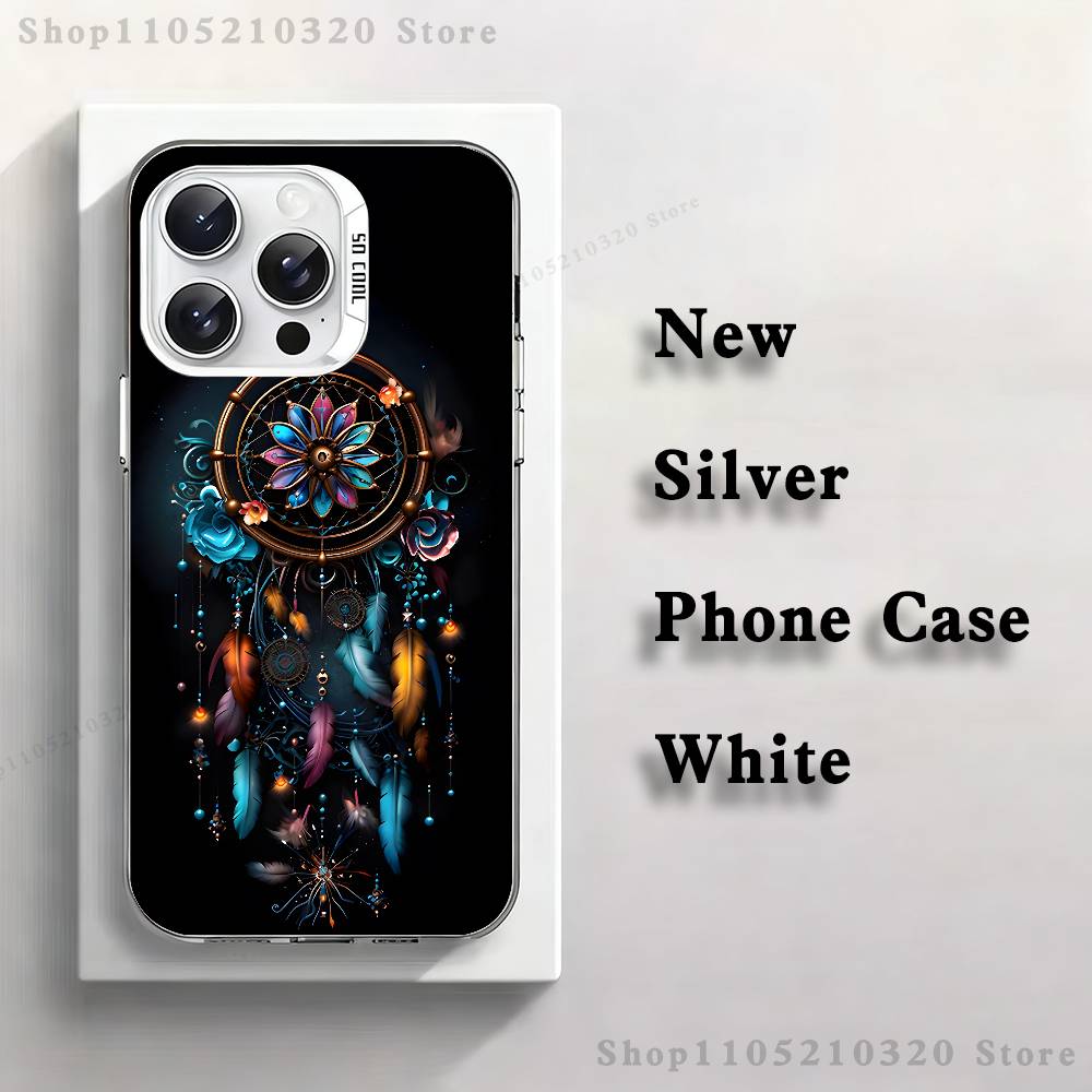 

Feather Art Dreamcatcher Phone Case For iPhone 17,16,15,14,13,12,11,Mini,Pro,E,MAX White Matte Silicone Whtie Cover iPhone12