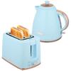1.7L 3000W Fast Boil Kettle & 2 Slice Toaster Set, Kettle and Toaster Set with Auto Shut Off, Browning Controls, Light Blue