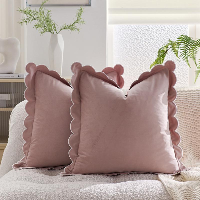 1PC Case Soft Accent Cozy Sham Elegant Cushion Cover Ruffled Pillow Solid Scalloped Edge Multiple colors
