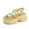 8CM Riemchen mit Kreuzmuster Keilabsatz Sandalen Frau Sommer Bling Klobige Plateau Slingbacks Damen Hausschuhe Dicke Sohle Pantoletten Zehentrenner