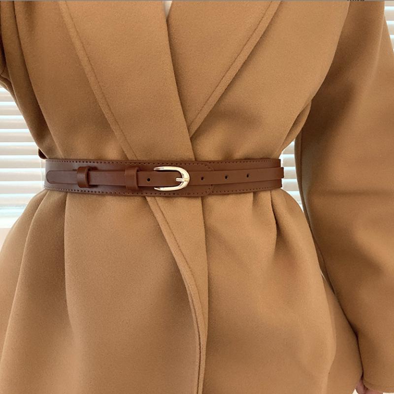 

Vintage Pin Buckle Wide Girdle Monochrome Elastic Adjustable Corset Belt Classic Skirt Coat Dress Waistband For Women 110cm кавовий