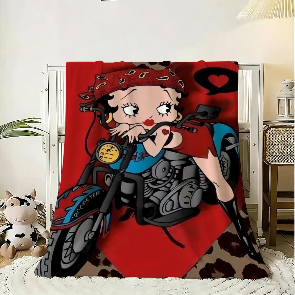 B-BeTTy-CuTe-Boop Throw Soft Flannel Throw Blanket, Lightweight Breathable Summer Nap Blanket For Sofa Home Travel Cozy Decor