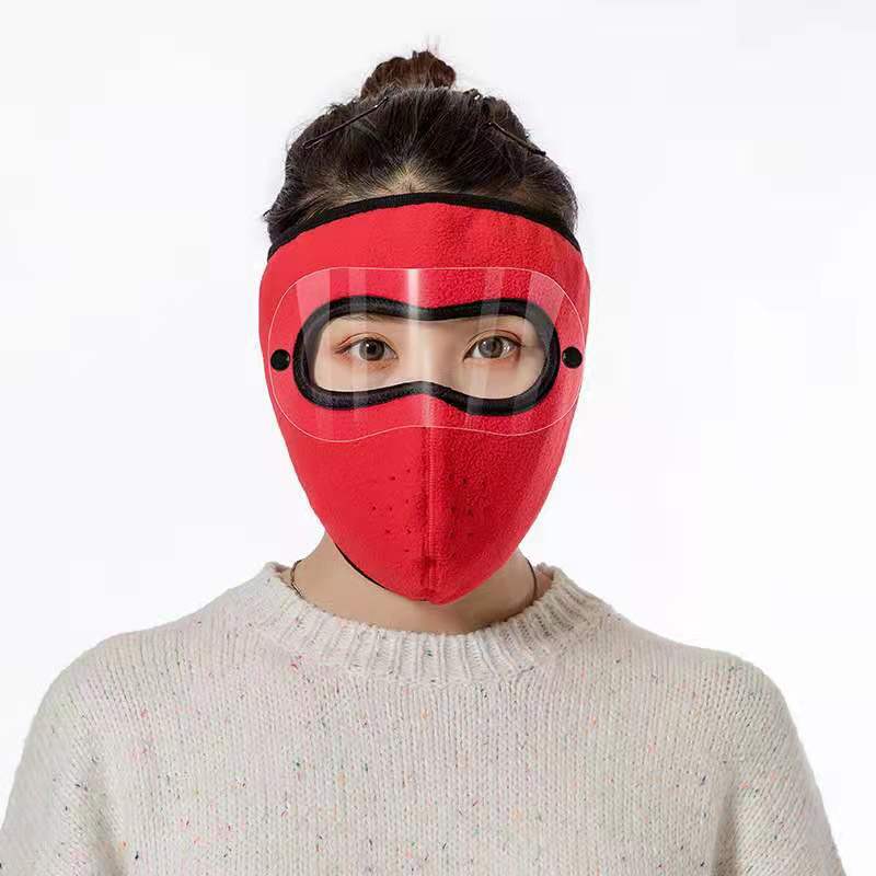 Unisex Windproof Face Warm Mask Winter Cap Ski Breathable Masks Fleece Face Shield Caps with HD Goggles Anti-fog Cycling Cap