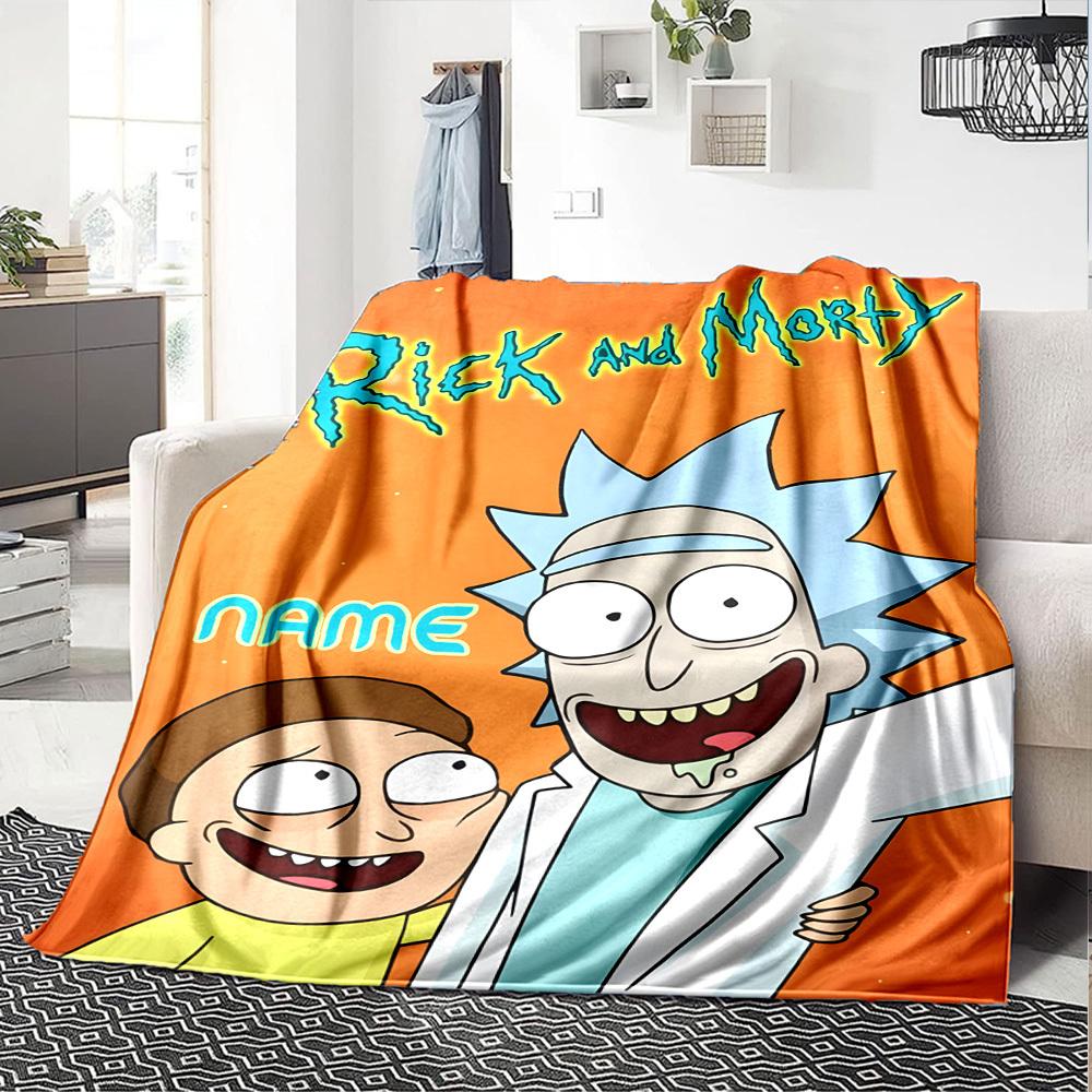 Rick And Morty Adventure Throw Customizable Blanket Customize Text Soft Cozy Suitable For Sofa Couch Office Bed Picnics Four Seasons Multipurpose