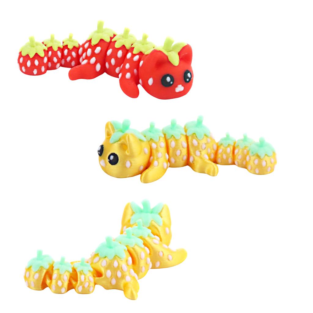 3D Printed Tomato Cat, Simulated Animal Model, Joints Movable, Multi-Color Printed Figurine Model Gift