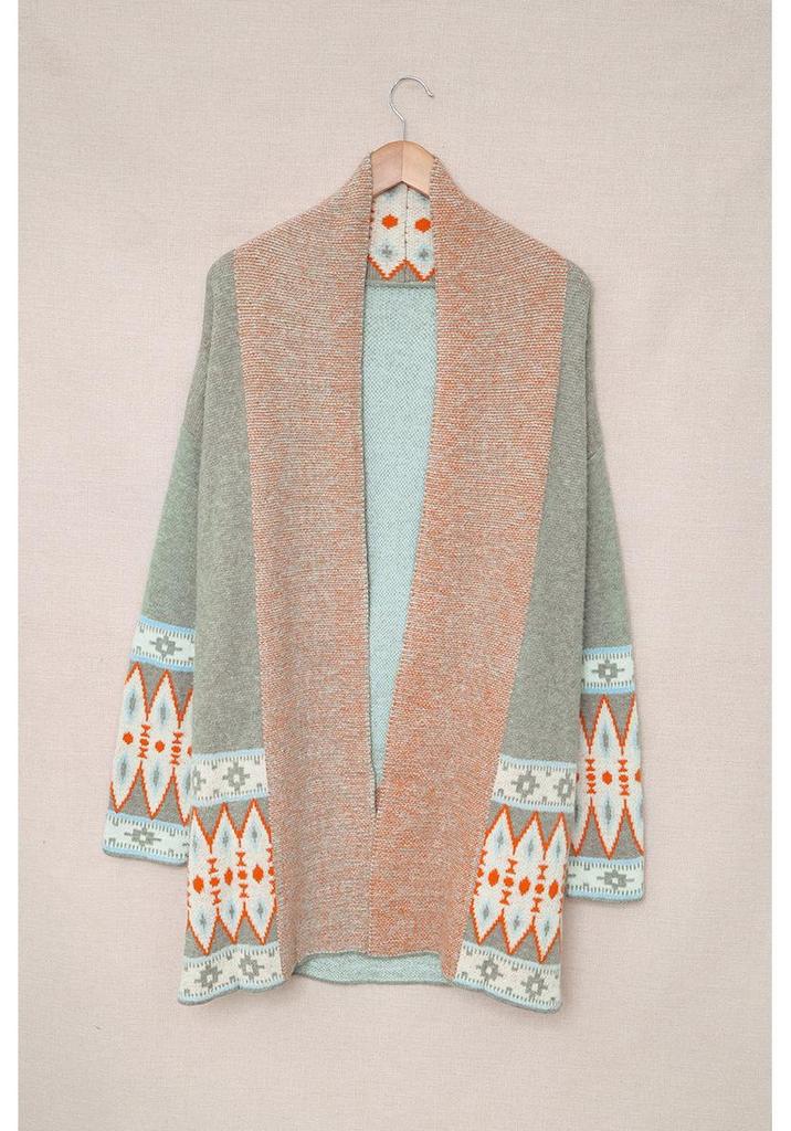 Shi Ying Ethnic Style Printed Knit Cardigan for Women - Autumn/Winter Collection