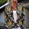 Cardigan Tricot Femme Col Rond Boutonnage Simple Imprimé Floral Manches Longues Vêtement d'Extérieur Décontracté