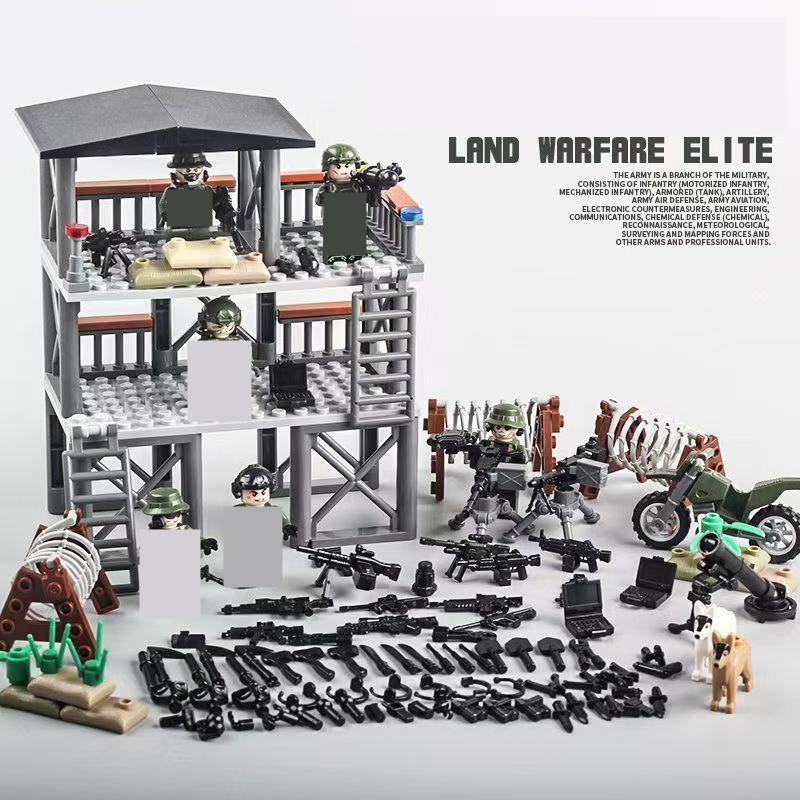 High-Quality Children'S High-Quality Building High-Quality Block Play sets Army style High-Quality Base High-Quality Prison Building design
