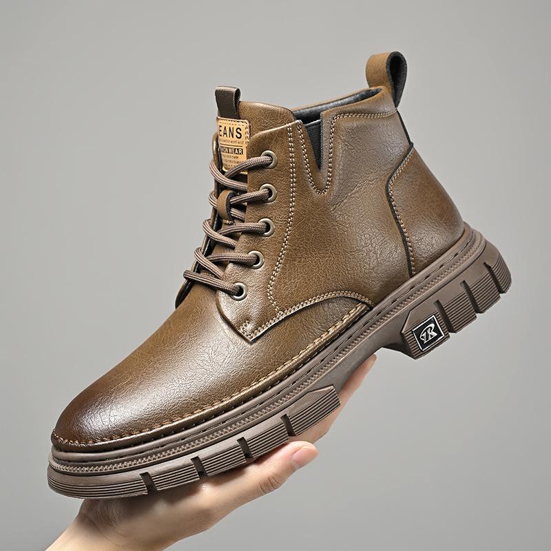 

2025 autumn and winter new men s handmade online retro tooling big head Martin boots men s high-top casual shoes 522 44 хакі