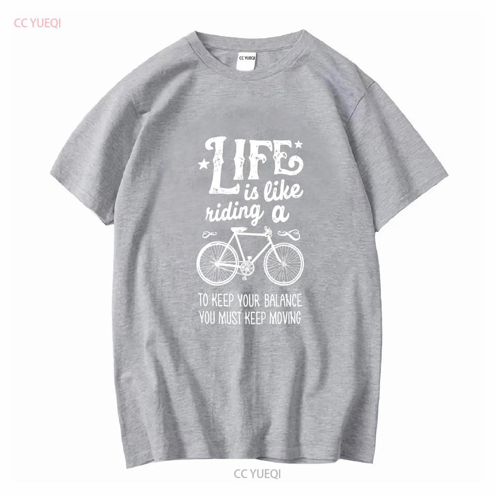 ŽIVOT JE JAKO JÍZDA NA KOLE Tričko s dlouhým nebo krátkým rukávem Vintage Vyprané Stylové Pružné Univerzální Pohodlné Unisex Měkké