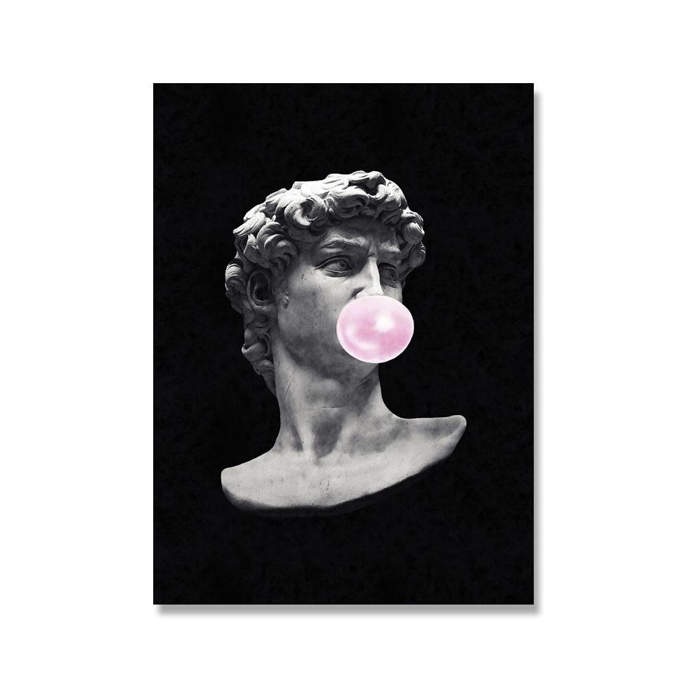 Schwarz-weiße Marmorskulptur, Kunstdrucke, Crying David, Leinwand, klassische Malerei, Wandposter, Bild für Heimdekoration, kein Rahmen