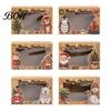 Christmas Treat Boxes for Kids 6Pcs Paper Gift Boxes, Xmas Color Printed Foldable Cookie Clear Window Holiday Bakery Packaging Desserts, Candies,