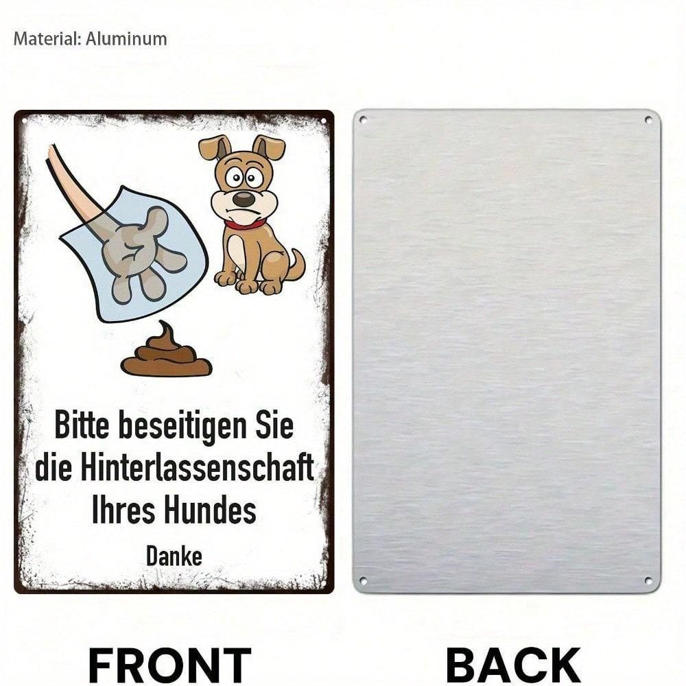 1pc German Pet Waste Reminder Sign Durable Aluminum Outdoor Wall Plaque Clean Up After Dog