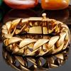 Pulseira Masculina de Aço Inoxidável Cor Ouro que Nunca Desbota de Luxo Elo Cubano para Homens Alto Polimento Corrente Hip Hop Acessório de Moda Masculina