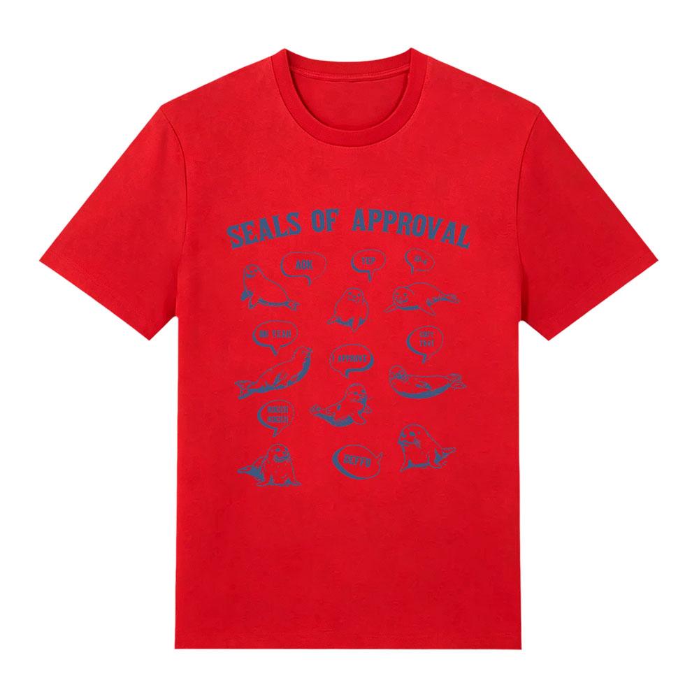 Seals of Approval T Shirts Seals Cartoon Print Pure Cotton Clothes Fun Gifts for Women and Men Oversized Top Casual T-shirts Y2K