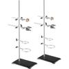 Lab Stand Support, Laboratory Retort Support Stand 2 Sets, Steel Lab Stand 59.9 Cm Rod and 21.1 X 13.5 Cm Cast Iron Base, Includes Flask Clamps