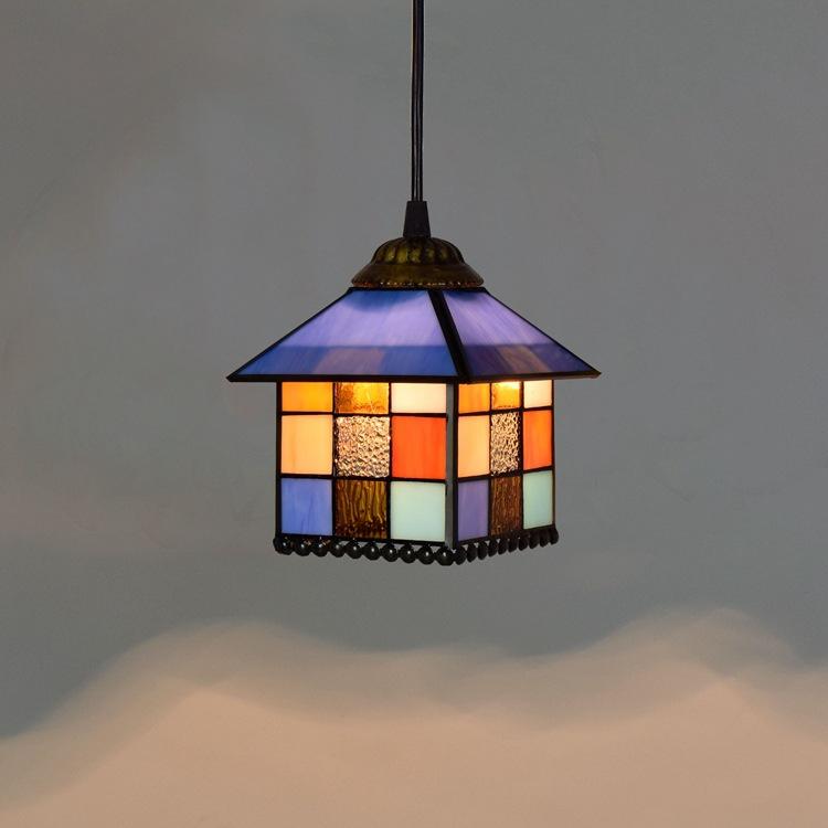 

20cm/8“ European Stained Glass Pendant Lamp Dinning Room Chandeliers Hanging Light Bedroom Lighting Fixture Home Luminaria Decor