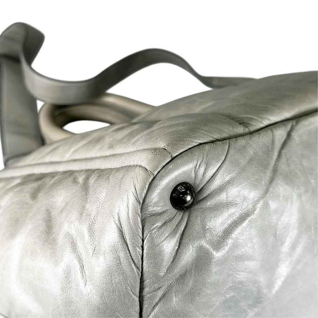 PRADA Nappa bomber Handbag gray Women 2way used