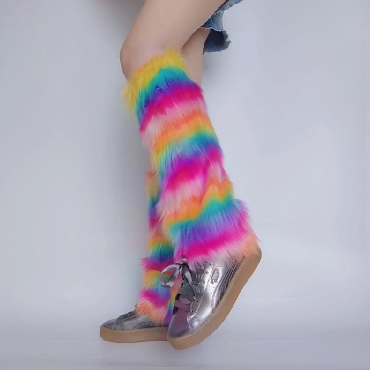 Furs Leg Warmer Winter Furry Long Boot Cuffs Fuzzy Shoes Cover Party Costume