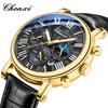 Man Watches Luxury Moon Phase Chronograph Luminous Waterproof Quartz Watch Stainless Steel Wristwatch