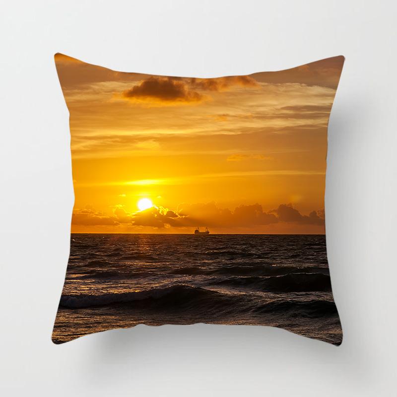 Sunset Sunset Beach Scenery Printed Pillow Cover Sofa Decoration Car Office Seat Cushion Cover Room Home Decor Pillow Cover
