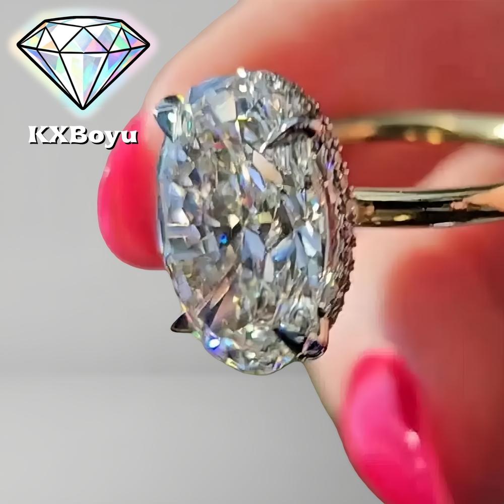 1-8 Carat Oval Cut Moissanite Engagement Ring Oval Shape Hidden Halo Wedding Ring for Women 925 Silver with
