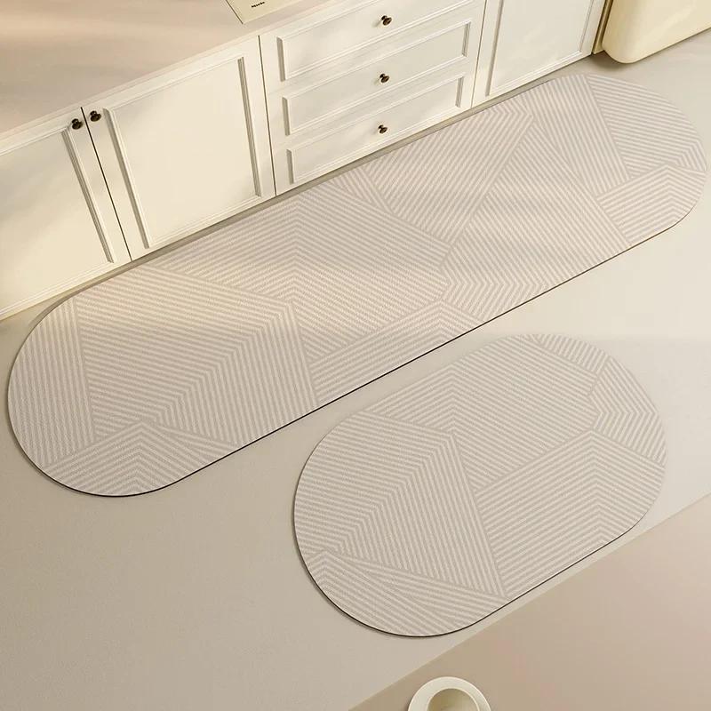 Kitchen Carpet PVC Waterproof Oil-proof Wash-free Wipeable Easy-to-care Floor Mat Oval Long Strip Soft Leather Non-slip Area Rug