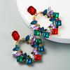 Women's Earrings Exaggerated Geometric Alloy Rhinestone Earrings Super Flash Full Crystal Drop Earrings