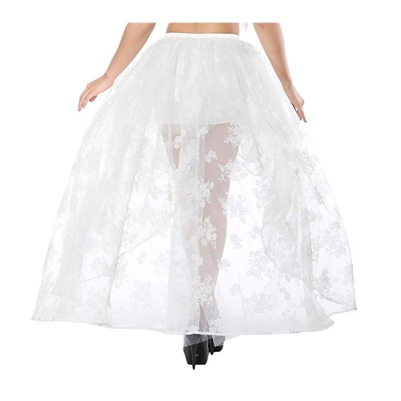 

Front Short Lace Floor Length Skirt Front Short Back Length Lace Embroidery Mop Long Dress White XL