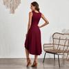 Summer New Fashionable Sleeveless Solid Color A-line Wrinkled Dress