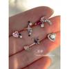 Earrings Silver-plated Women's Niche Design High-end Cochlear Nails Pink Love Zircon Six-piece Earrings