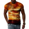 Sommer Naturlandskap Lyn Grafiske T-skjorter Menn 3D Mote Casual Personlighet Trykk T-skjorter Hip Hop Harajuku O-hals Topper