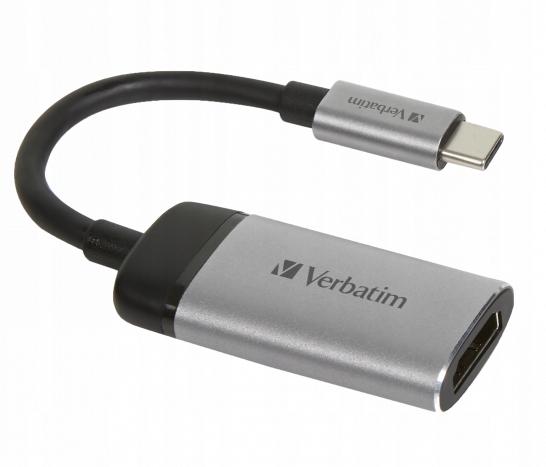 Kabel adapter Verbatim USB type-C(M) - HDMI(F) 0,1m czarno-srebrny