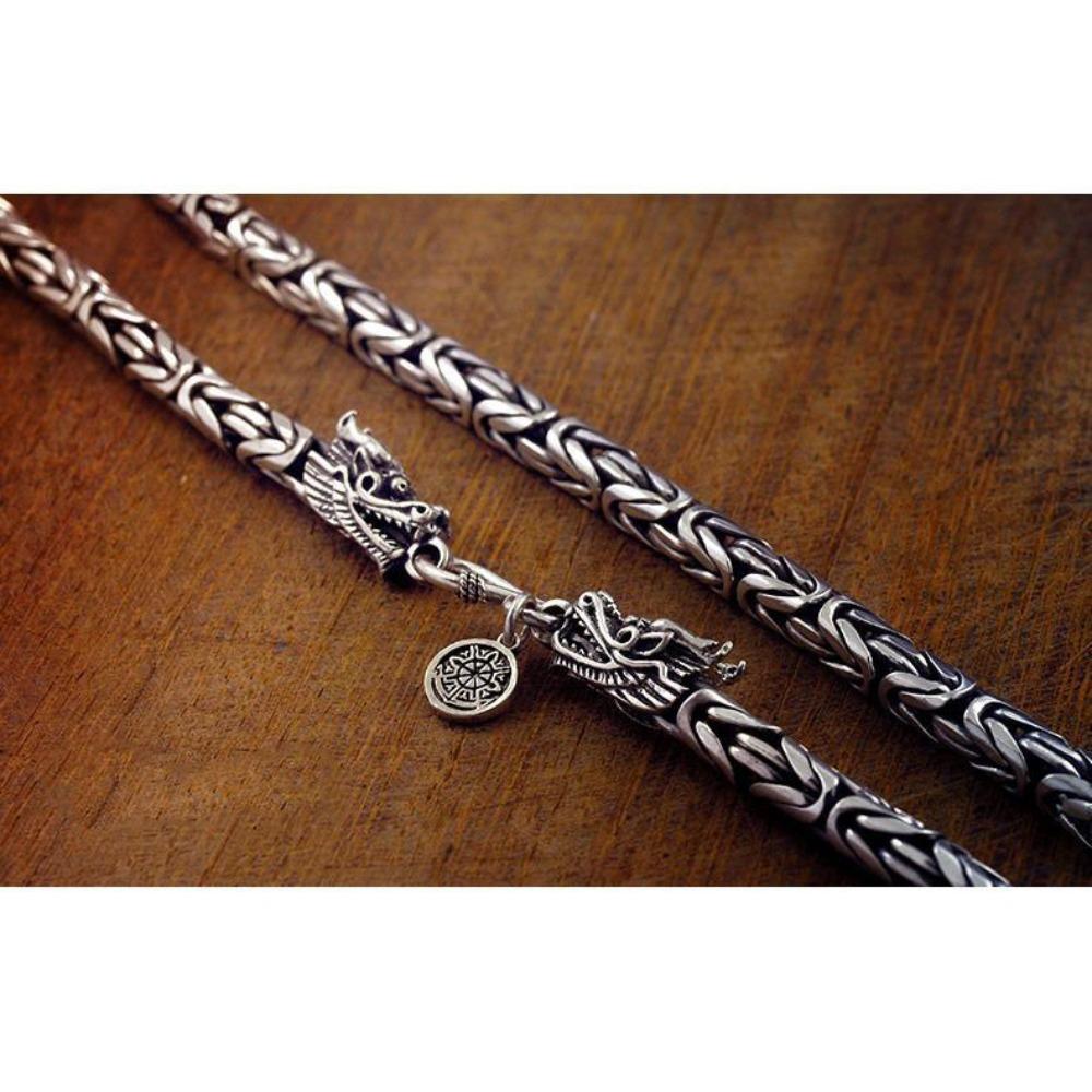 Noble Silver necklace Retro for men women classic 8MM rchain dragon 60cm Charm high quality Fine jewelry wedding gift