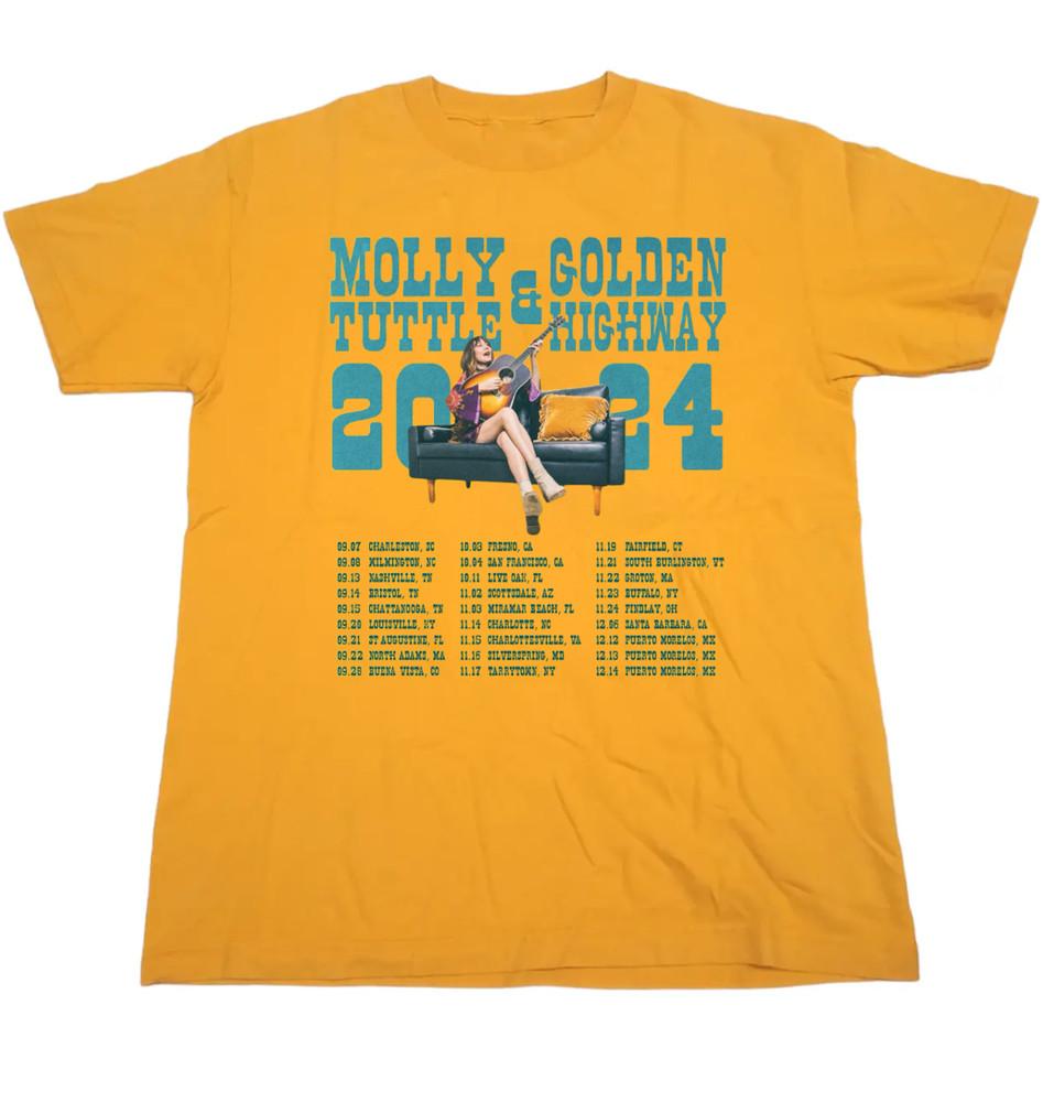 New Molly Tuttle Tour Concert 2024 Unisex T-Shirt Cotton Tee All Size Gold MK118 Unisex T-Shirt XL
