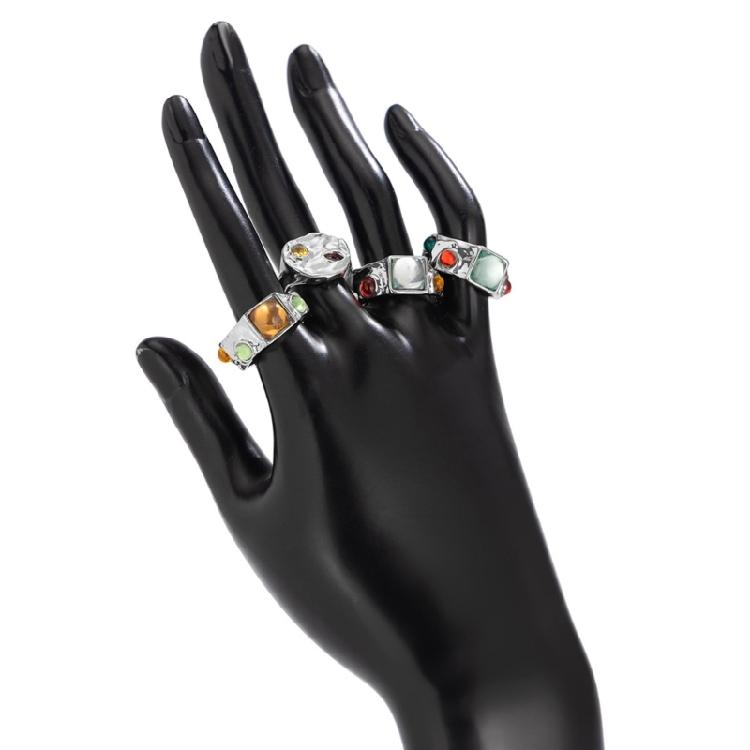 Stylish Geometric Designs Gemstones Rings Craft from Sturdy Metal Materials for a Touch of Elegant and Unique Styles