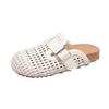 2025 summer new woven fabric belt buckle half drag mesh surface woven comfortable soft bottom slippers bag head slippers