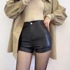 Black High-Waist PU Leather Shorts for Women - Sexy, Fashionable, and Tight Hip-Wrap Design with Zipper