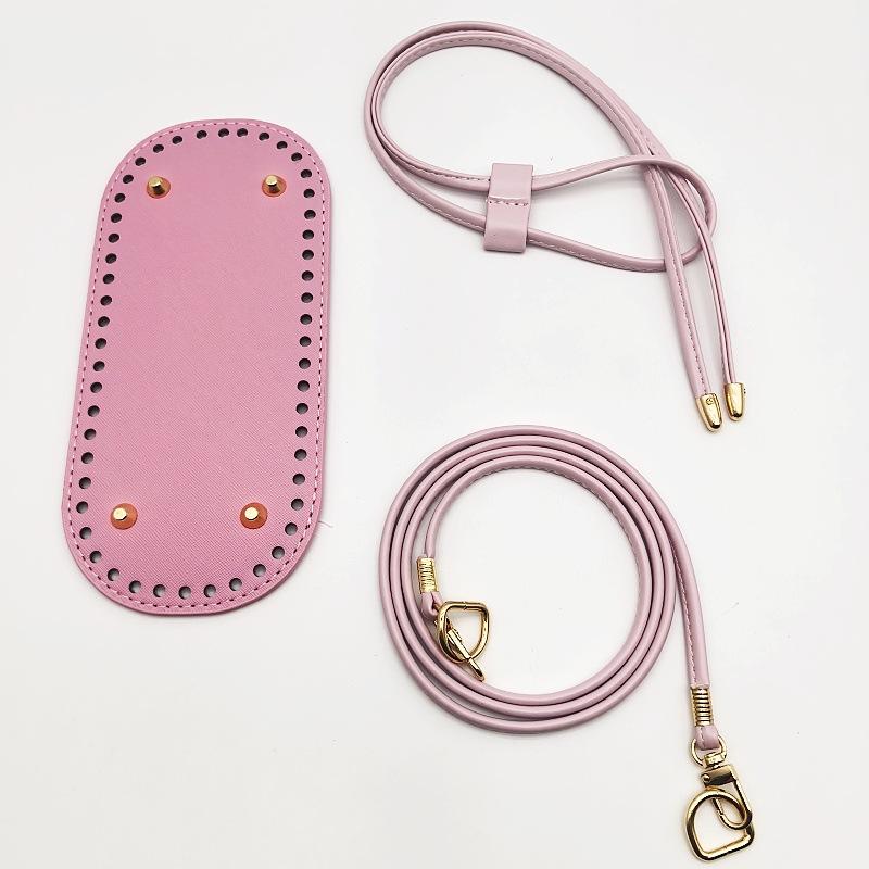 Crochet Handbag DIY Accessories Kit PU Leather Bag Base Shoulder Strap & Chain For Handmade Purse Making Supplies