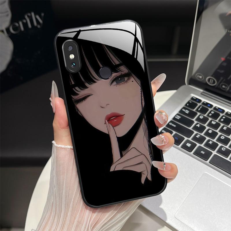 For Redmi Note 5/Note 6 Phone Case Trendy Design Tempered Glass Bumper For Xiaomi Redmi Note 5 6 Pro Full Protection Back Covers
