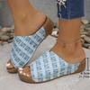 Fashion Letter Print Platform Slippers for Women Summer Fashion Peep Toe Wedge Sandals Woman Lightweight Comfort Non Slip Beach Slides