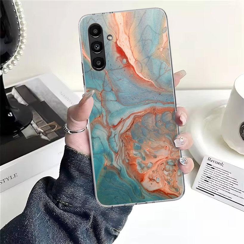 Fashion Geometric Marble Phone Case For Samsung Galaxy A13 A14 A15 A16 A17 A53 A54 A55 A56 A57 A33 A34 A35 A36 A37 A23 A24 A25 A