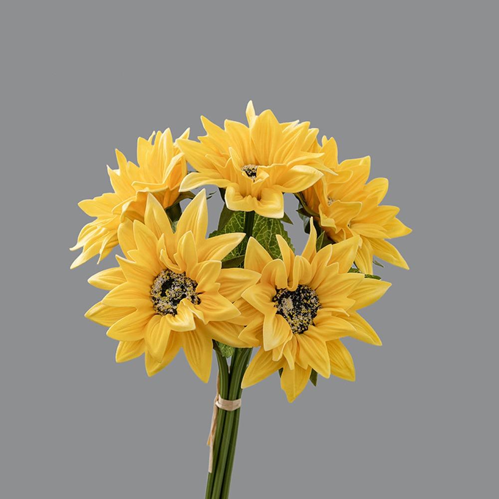 

Realistic Artificial Sunflower Bouquet Plastic Simulated Sunflower Holiday Party Wedding жёлтый